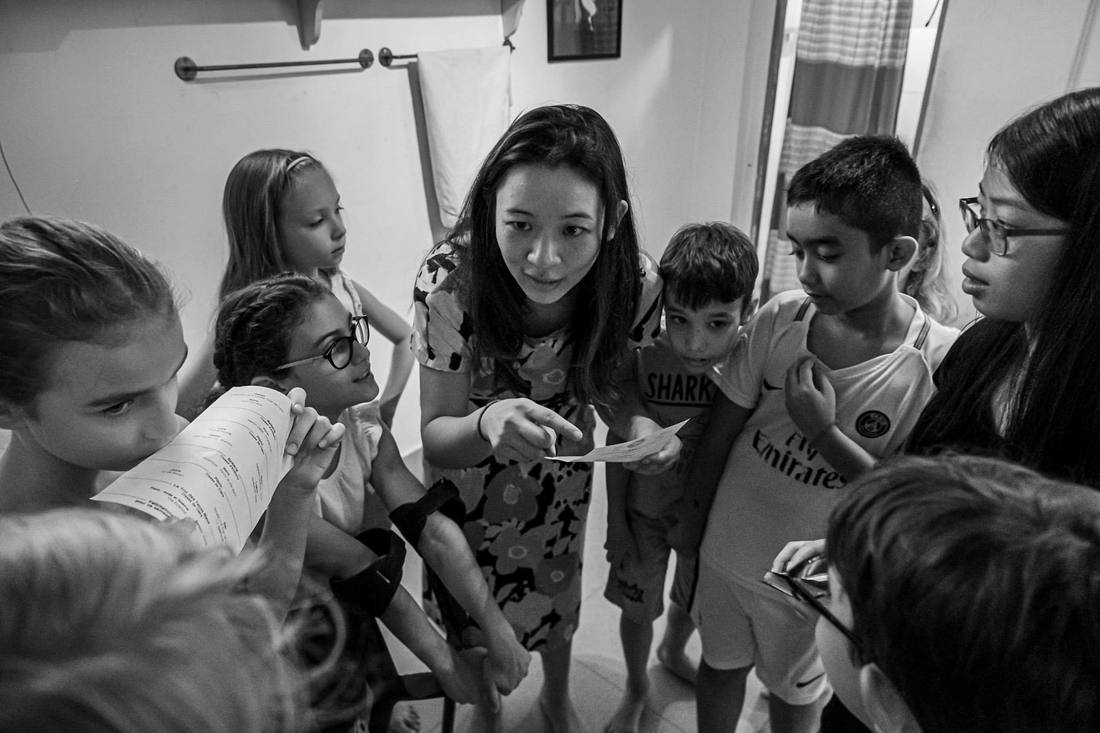 Teacher and students